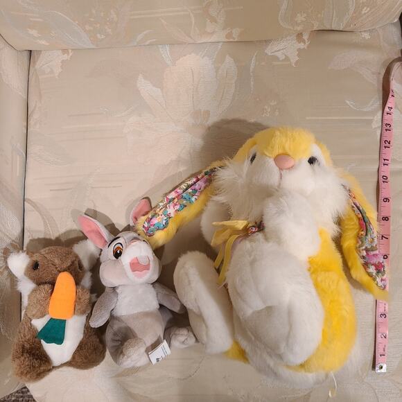 Easter Bunny Plush Rabbit Soft Stuffed Animal Cottage Core Lot Vintage - Picture 11 of 11